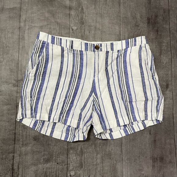 Old Navy Blue and White Striped Linen Shorts - Picture 2 of 3